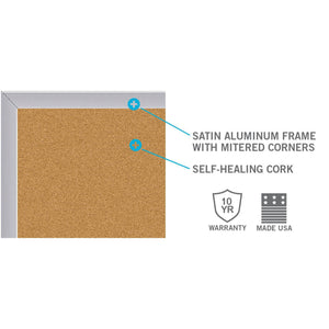 Natural Cork Bulletin Board with Satin Aluminum Frame-Boards-