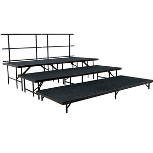 NPS® 3-Level Straight Stage Set-Stages & Risers-3' x 8'-Black Carpet-