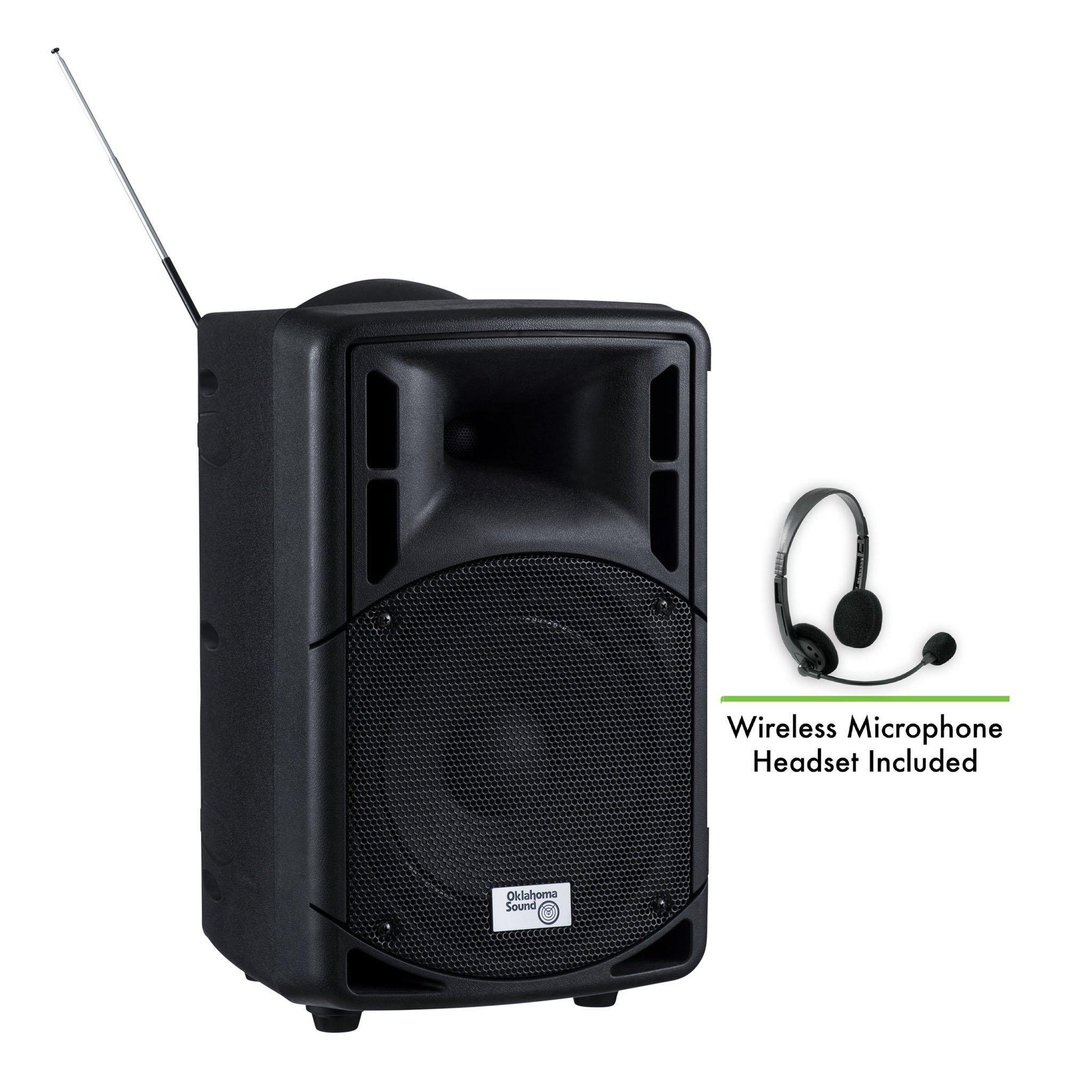 Oklahoma Sound® 40 Watt Wireless PA System w/ Wireless Headset Mic-Audio-Visual/Presentation-