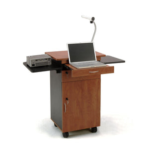 Oklahoma Sound® Multimedia Cart, Cherry/Black-Audio-Visual/Presentation-