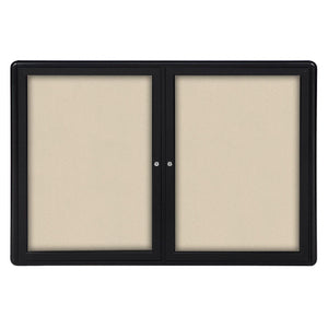 Ovation 2 Door Enclosed Fabric Bulletin Board, Hinged Doors, 3' H x 4' W