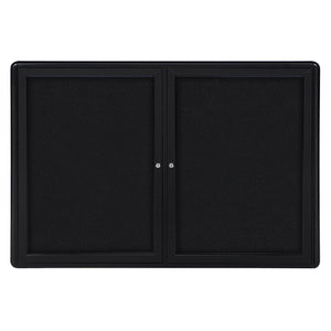 Ovation 2 Door Enclosed Fabric Bulletin Board, Hinged Doors, 3' H x 4' W