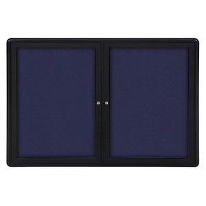 Ovation 2 Door Enclosed Fabric Bulletin Board, Hinged Doors, 3' H x 4' W
