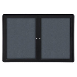 Ovation 2 Door Enclosed Fabric Bulletin Board, Hinged Doors, 3' H x 5' W