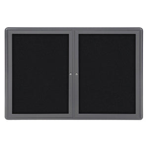 Ovation 2 Door Enclosed Fabric Bulletin Board, Hinged Doors, 3' H x 5' W