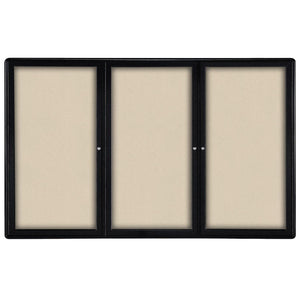 Ovation 3 Door Enclosed Fabric Bulletin Board, Hinged Doors, 4' H x 6' W
