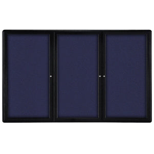 Ovation 3 Door Enclosed Fabric Bulletin Board, Hinged Doors, 4' H x 6' W