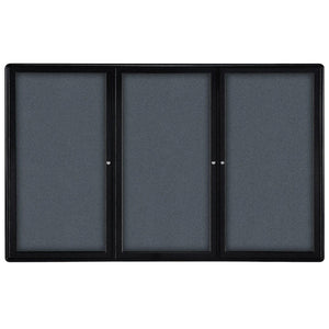 Ovation 3 Door Enclosed Fabric Bulletin Board, Hinged Doors, 4' H x 6' W