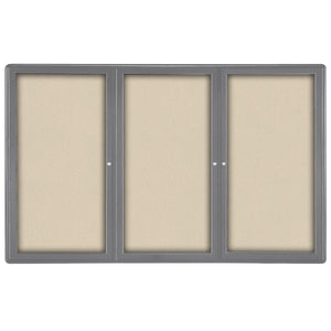 Ovation 3 Door Enclosed Fabric Bulletin Board, Hinged Doors, 4' H x 6' W