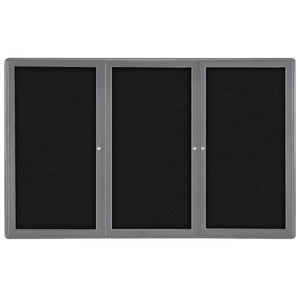 Ovation 3 Door Enclosed Fabric Bulletin Board, Hinged Doors, 4' H x 6' W