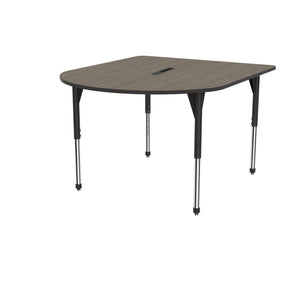 Premier Series Multimedia Tables with Power Module, 60" x 72"-Tables-Stool (32" - 42")-Boardwalk Oak/Black-Black