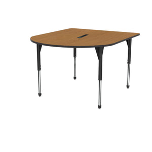 Premier Series Multimedia Tables with Power Module, 60" x 72"-Tables-Stool (32" - 42")-Solar Oak/Black-Black