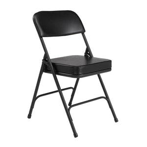 Premium 2" Upholstered Double Hinge Folding Chair (Carton of 2)-Chairs-Black Vinyl/Black Frame-