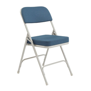 Premium 2" Upholstered Double Hinge Folding Chair (Carton of 2)-Chairs-Regal Blue Fabric/Grey Frame-