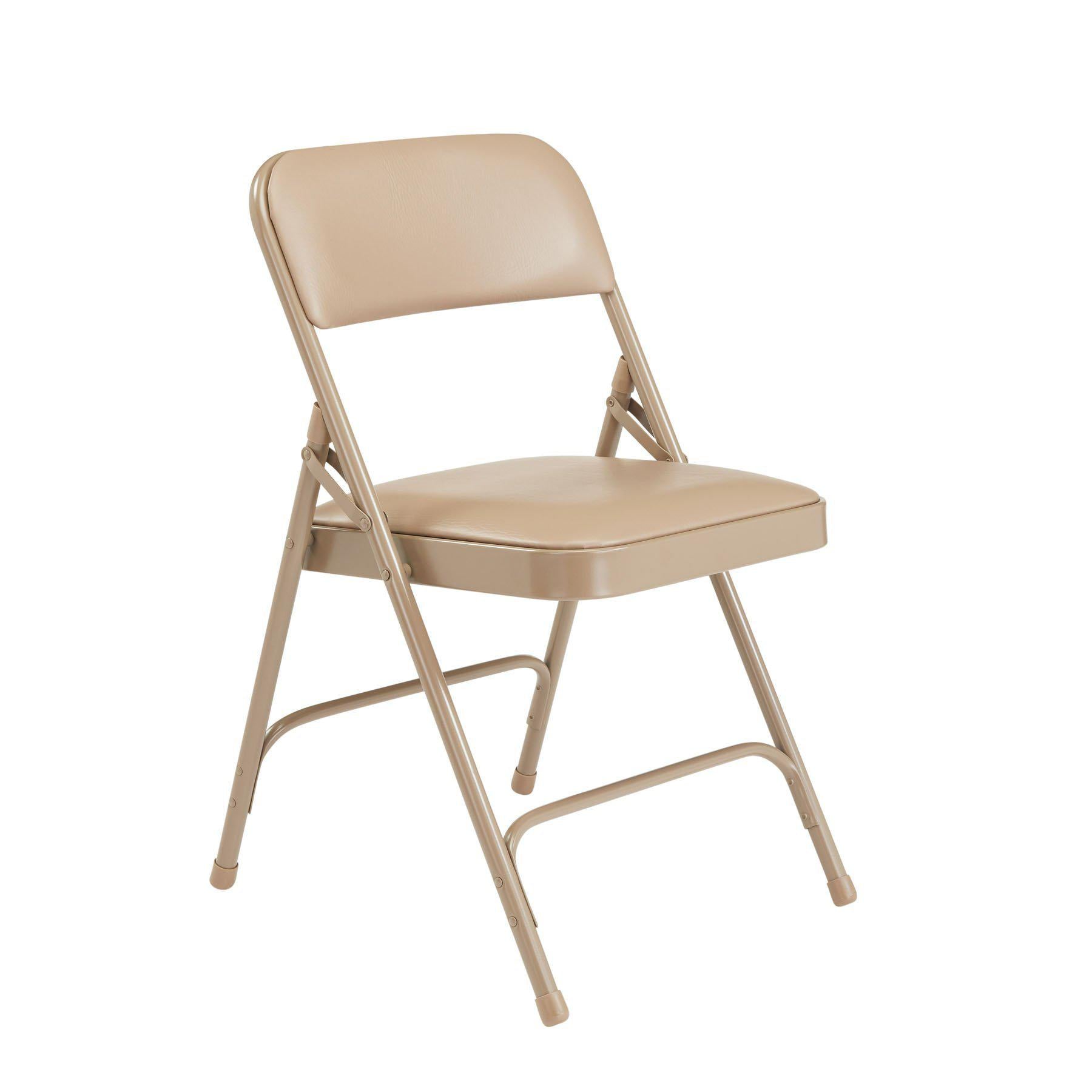 Premium Vinyl Upholstered Double Hinge Folding Chair (Carton of 4)-Chairs-French Beige Vinyl/Beige Frame-