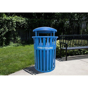 Streetscape Classic Outdoor Flared Recycling Receptacle with Canopy, 37-Gallon Capacity