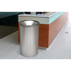 Premier Series 33 Gallon Steel Indoor Waste Receptacle, Stainless Steel Finish