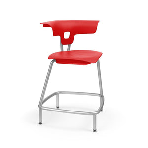 Ruckus 24"H Stool-Stools-Poppy Red (PPR)-Starlight Silver Metallic (SX)-No