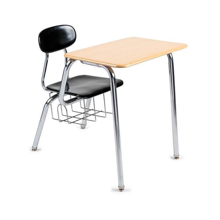 Solid Plastic Combo Desk w/ Bookbasket, 5/8" Thick Plastic, 17-1/2" Seat Height