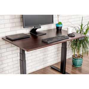 60" 3-Stage Dual-Motor Electric Stand Up Desk, Black Frame, Dark Walnut Top