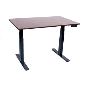 48" 3-Stage Dual Motor Electric Stand Up Desk, Black Frame, Dark Walnut Top