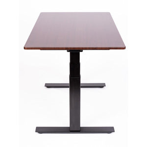 60" 3-Stage Dual-Motor Electric Stand Up Desk, Black Frame, Dark Walnut Top