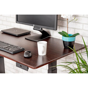 60" 3-Stage Dual-Motor Electric Stand Up Desk, Black Frame, Dark Walnut Top
