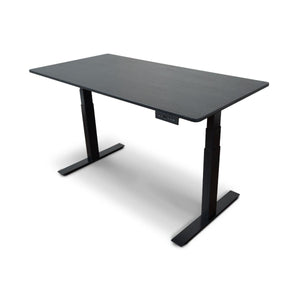 60" 3-Stage Dual-Motor Electric Stand Up Desk, Black Frame, Black Oak Top