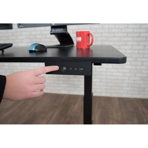60" 3-Stage Dual-Motor Electric Stand Up Desk, Black Frame, Black Oak Top