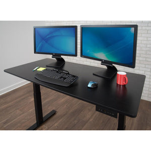 60" 3-Stage Dual-Motor Electric Stand Up Desk, Black Frame, Black Oak Top