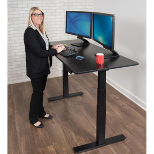 60" 3-Stage Dual-Motor Electric Stand Up Desk, Black Frame, Black Oak Top