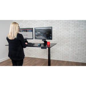 60" 3-Stage Dual-Motor Electric Stand Up Desk, Black Frame, Black Oak Top