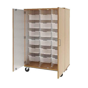 Closed Bin Mobile Storage, (18) 6" Bins, Lockable