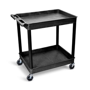 32" x 24" Large Plastic Tub Cart with Two Shelves