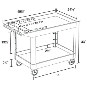 Two-Shelf Heavy-Duty Plastic Utility Cart