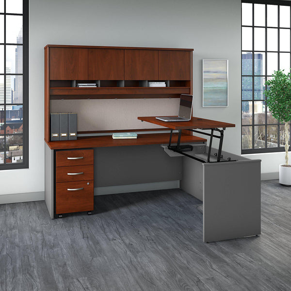 Napa StepFront L Shape with Bow Top Desk and Glass Modesty Panel, 71” -  NextGen Furniture, Inc.