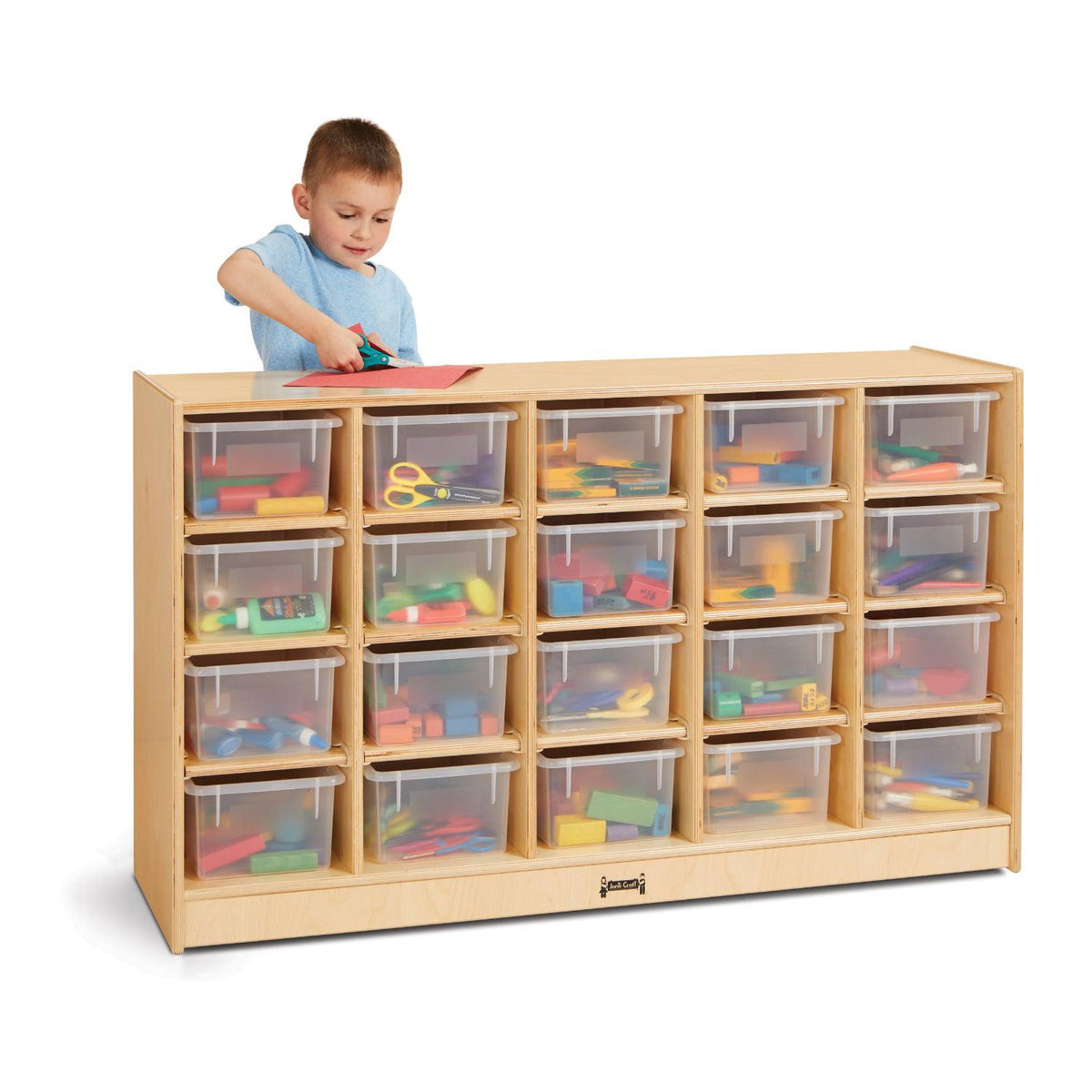 Jonti-Craft® 20 Section Cubbie-Tray Mobile Storage with Clear Trays