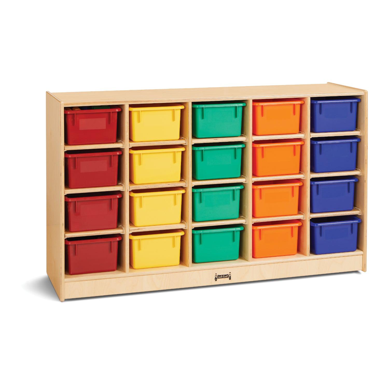 Jonti-Craft® 20 Section Cubbie-Tray Mobile Storage with Colored Trays