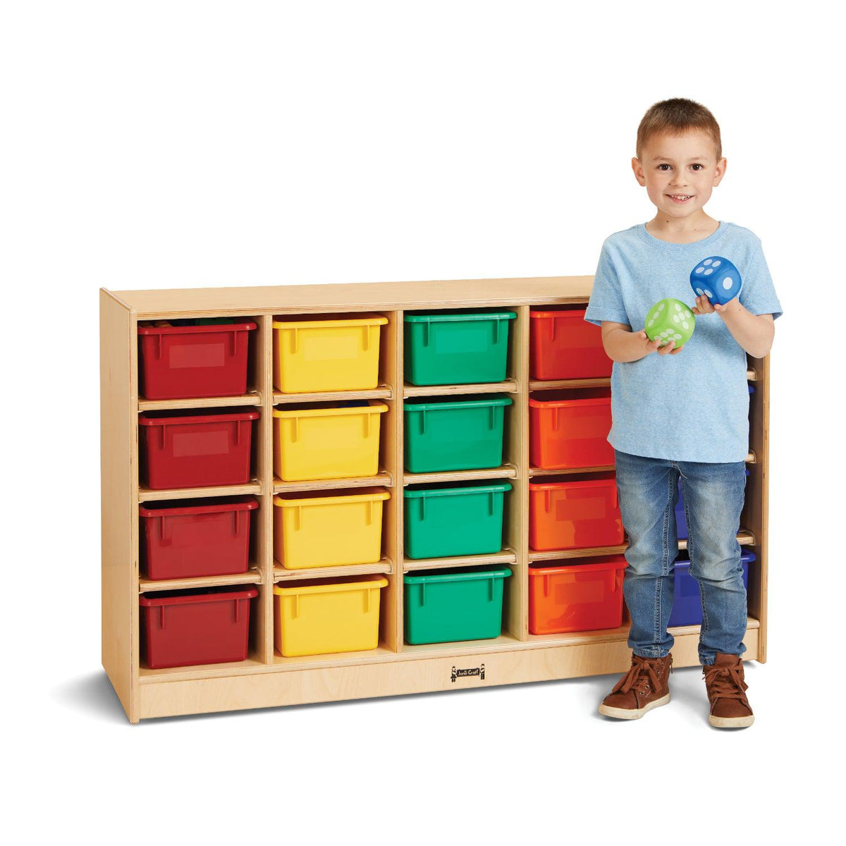Jonti-Craft® 20 Section Cubbie-Tray Mobile Storage with Colored Trays