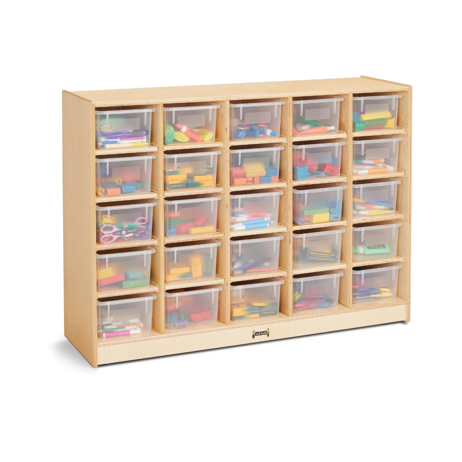 Jonti-Craft® 25 Section Cubbie-Tray Mobile Storage with Clear Trays