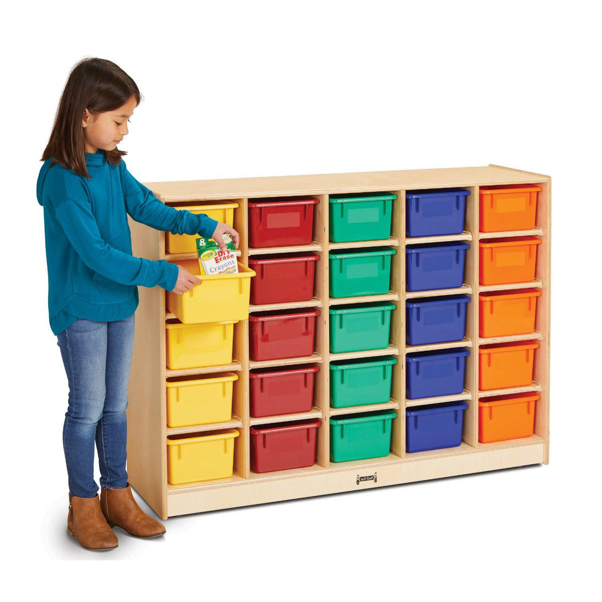 Jonti-Craft® 25 Section Cubbie-Tray Mobile Storage with Colored Trays