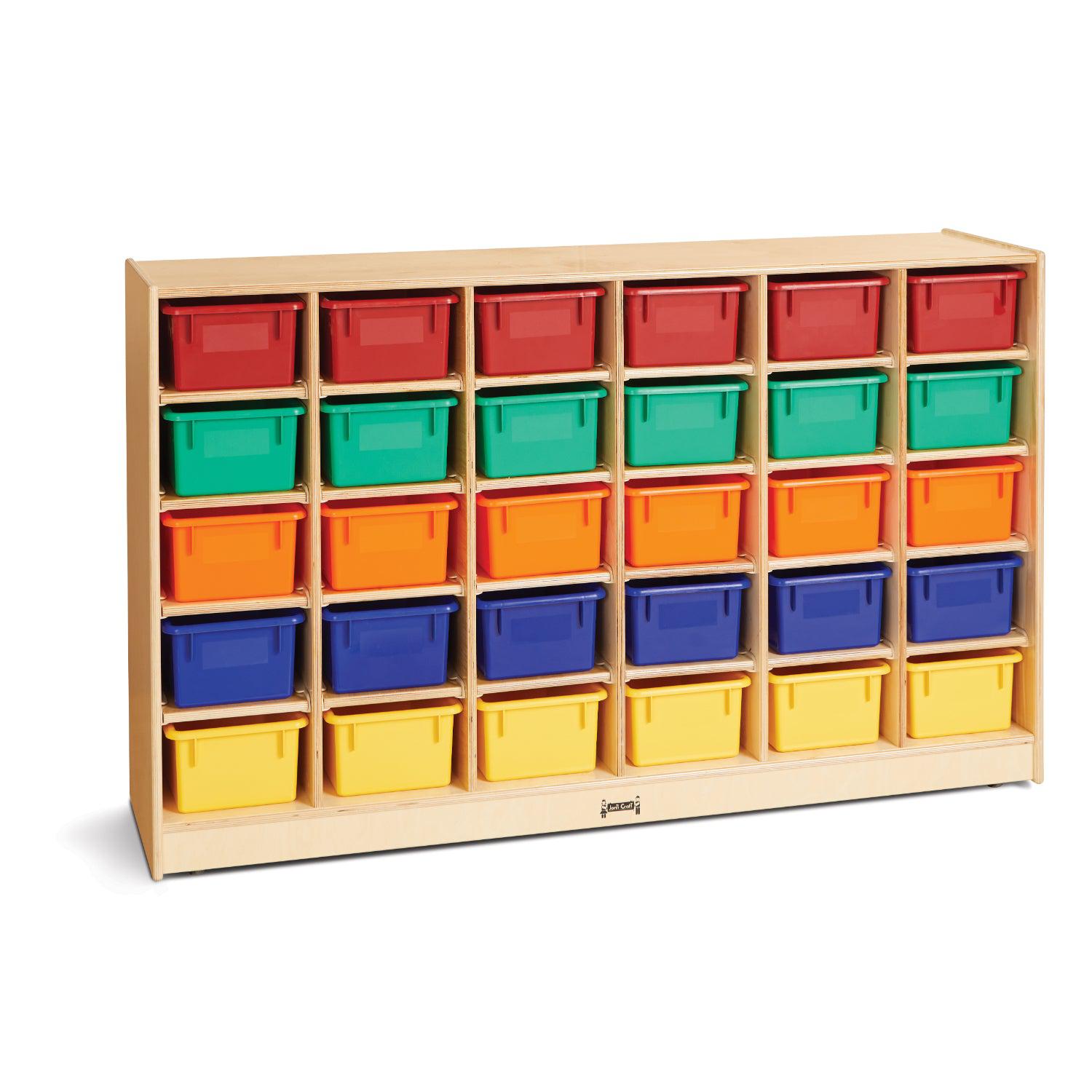 Jonti-Craft® 30 Section Cubbie-Tray Mobile Storage with Colored Trays