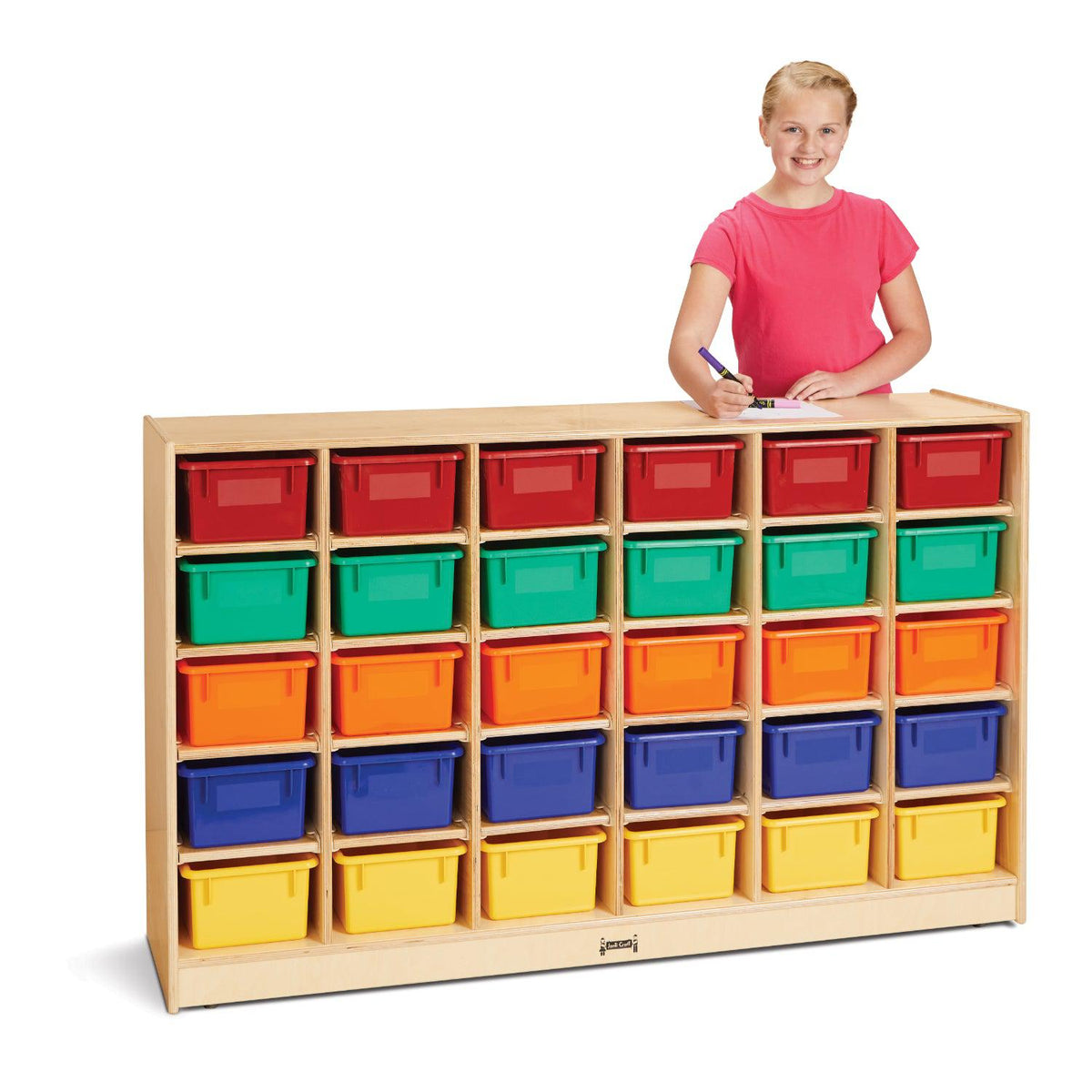 Jonti-Craft® 30 Section Cubbie-Tray Mobile Storage with Colored Trays