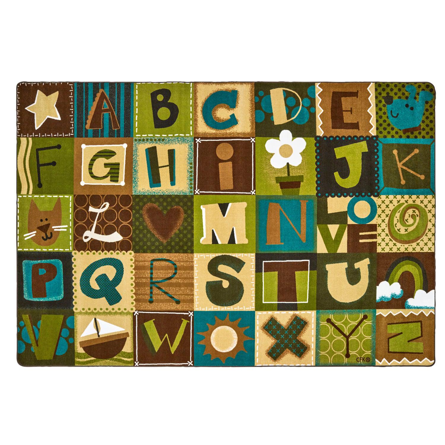 Carpets for Kids KIDSoft Toddler Alphabet Blocks, Nature's Colors, 4' x 6'