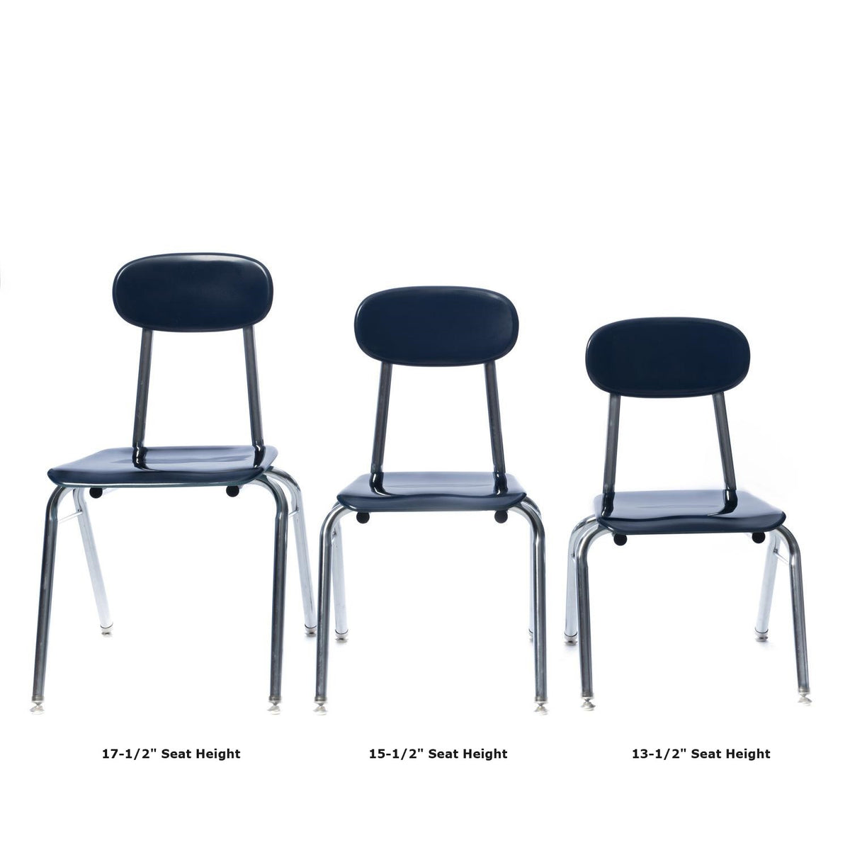 5/8" Solid Plastic V-Leg Stacking School Chair, 15-1/2" Seat Height
