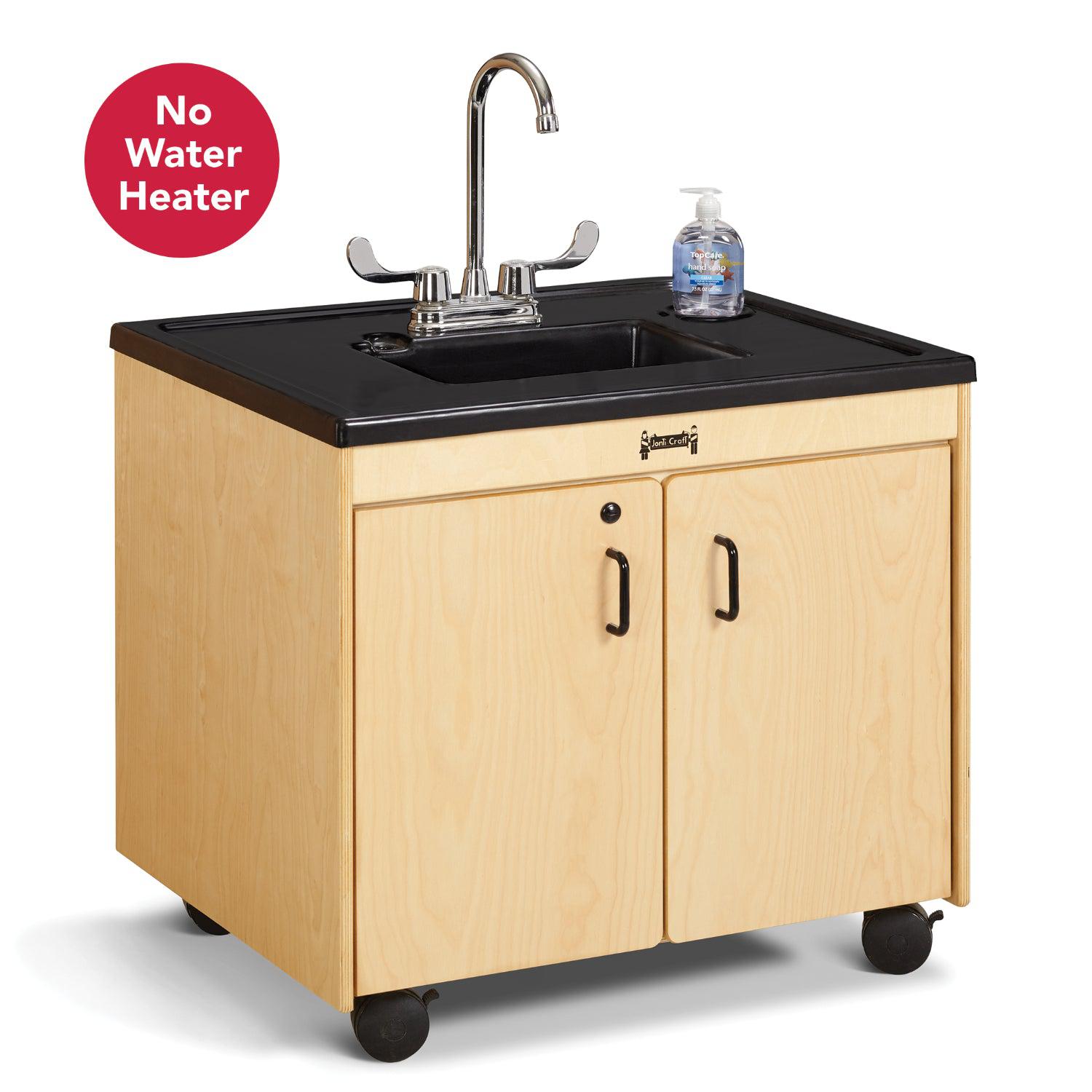 Jonti-Craft® Clean Hands Helper Portable Sink without Heater, 26" Counter, Plastic Sink