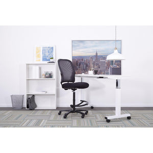 Big and Tall Dual Layer Air Grid® Back Drafting Chair with Black Mesh Seat, Adjustable Footring and Industrial Steel Finish Base,