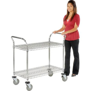 Global Industrial Wire Utility Cart with Polyurethane Casters, 2-Shelf, 24"W x 48"L x 39"H