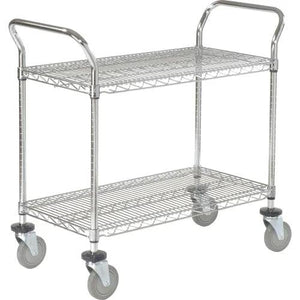 Global Industrial Wire Utility Cart with Polyurethane Casters, 2-Shelf, 24"W x 48"L x 39"H