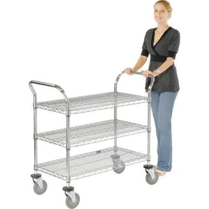 Global Industrial Wire Utility Cart with Polyurethane Casters, 3 Shelf, 24"W x 48"L x 39"H